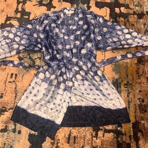 Blue and White Polka Dot Kimono Robe